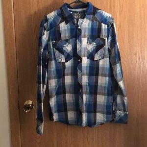 Plaid button down BKE long sleeve shirt.